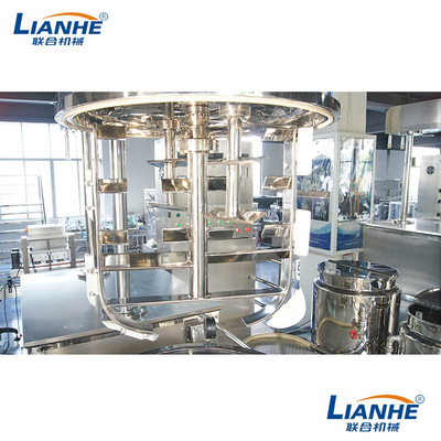Double Shear Cream Vacuum Emulsifier Mixer Machine 120 Degree PLC Control