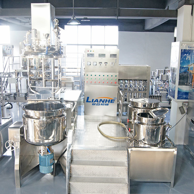 Double Shear Cream Vacuum Emulsifier Mixer Machine 120 Degree PLC Control