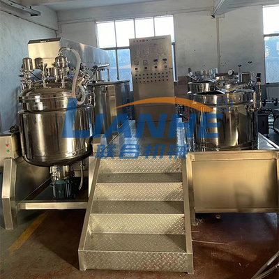 Cosmetic Cream Vacuum Emulsifier Mixer 300L-500L Agitator 65 Rpm