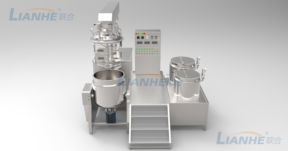300L Cosmetic Production Line Hydraulic Lifting Vacuum Emulsifying Mixer Cream Ointment Mixer
